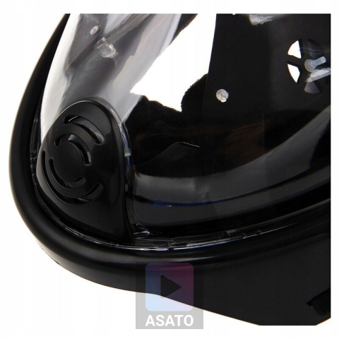 Maska do Nurkowania Pełnotwarzowa S/M ASATO® - System AntiFog i DryTop - 180° Widoczność Czarna