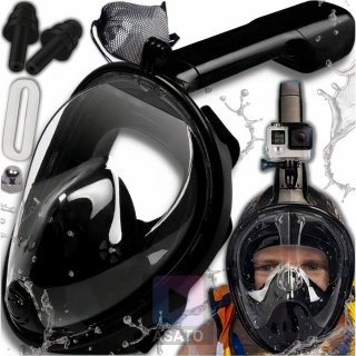 Maska do Nurkowania Pełnotwarzowa S/M ASATO® - System AntiFog i DryTop - 180° Widoczność Czarna