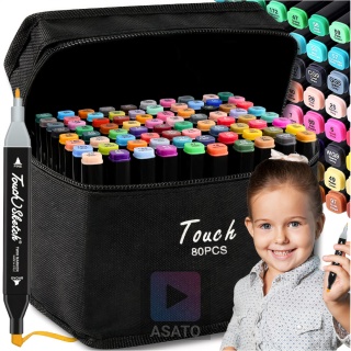Dwustronne Markery Flamastry Zestaw 80 sztuk + Torba Mazaki Pisaki