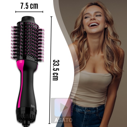 Szczotka Suszarka ASATO® 4w1 - 1000W Jonizacja - Prostownica Lokówka - 3 Poziomy Temperatury