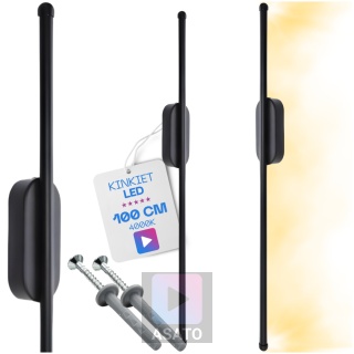 Lampa Ścienna Kinkiet LED Barwa Ciepła 15W 100cm Premium Czarna