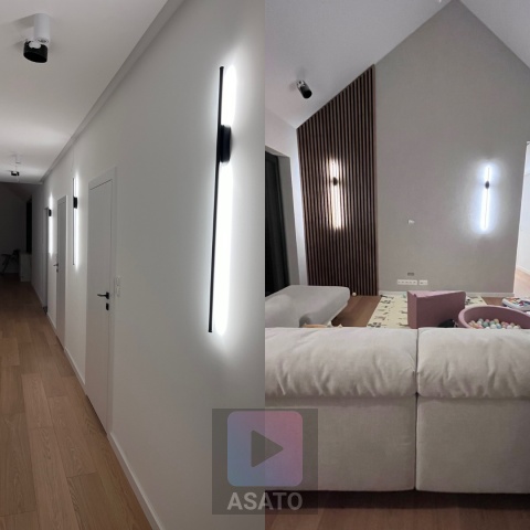 Lampa Ścienna Kinkiet LED Barwa Ciepła 15W 100cm Premium Czarna