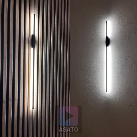 Lampa Ścienna Kinkiet LED Barwa Ciepła 15W 100cm Premium Czarna