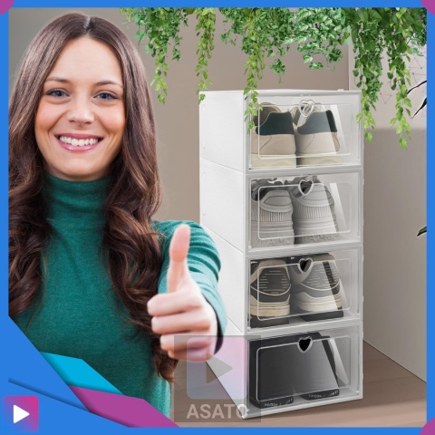 10x Pudełka na Buty Plastikowe Składane Wytrzymałe do Szafy na Korytarz Premium