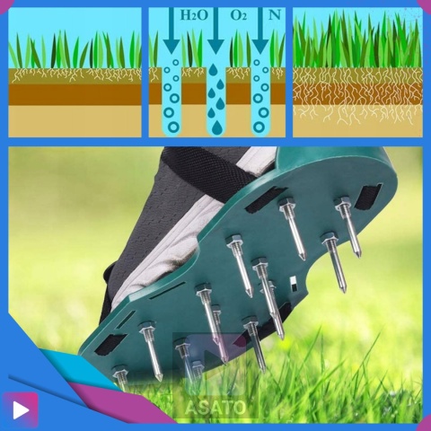 Aerator Ogrodowy Do Trawy Trawnika ASATO® - Metalowe Kolce 3,5cm - 2 Nakładki na Buty - Uniwersalny