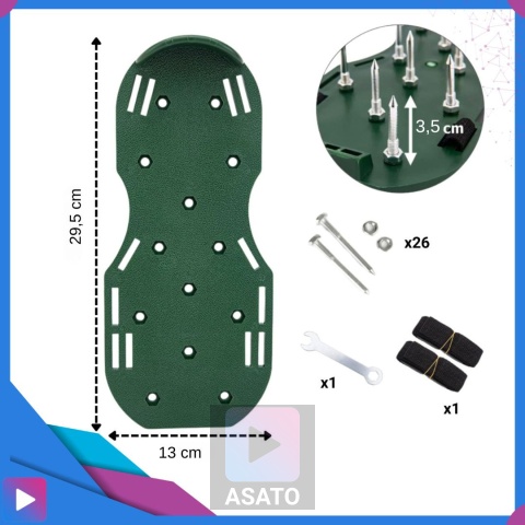 Aerator Ogrodowy Do Trawy Trawnika ASATO® - Metalowe Kolce 3,5cm - 2 Nakładki na Buty - Uniwersalny