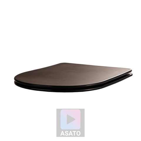 Deska Sedesowa Wolnoopadająca 1046 Black Czarna Duroplast 42x36cm ASATO® Antybakteryjna Twarda - Uniwersalna