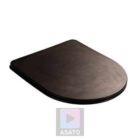 Deska Sedesowa Wolnoopadająca 1046 Black Czarna Duroplast 42x36cm ASATO® Antybakteryjna Twarda - Uniwersalna