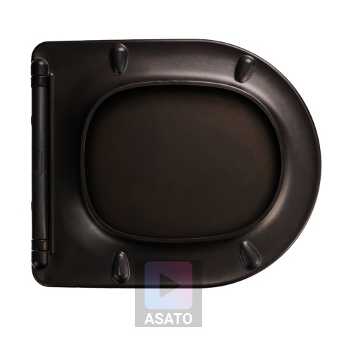 Deska Sedesowa Wolnoopadająca 1046 Black Czarna Duroplast 42x36cm ASATO® Antybakteryjna Twarda - Uniwersalna