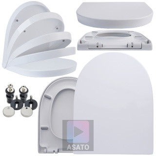 Deska Sedesowa Wolnoopadająca 113 ASATO® Biała Duroplast Antybakteryjna - Uniwersalna 46x36,5cm