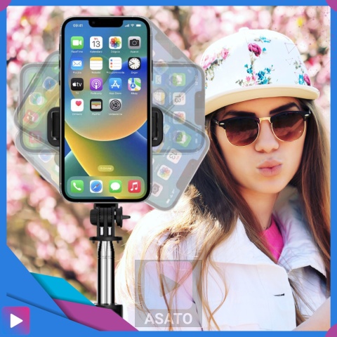 Kijek do Selfie Stick z Lampą LED Statyw Tripod + Pilot Bluetooth