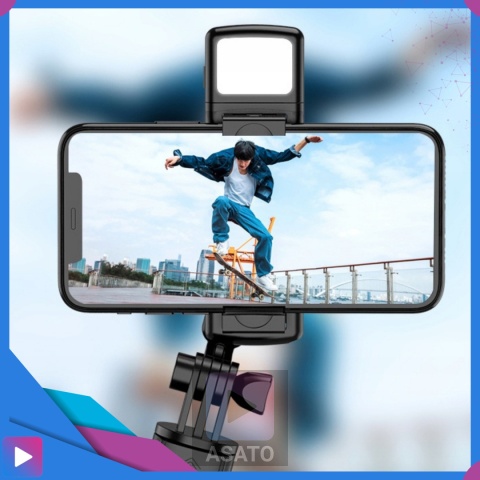 Kijek do Selfie Stick z Lampą LED Statyw Tripod + Pilot Bluetooth