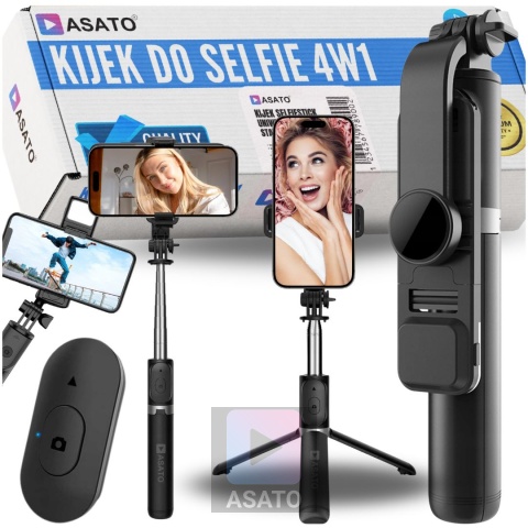 Kijek do Selfie Stick z Lampą LED Statyw Tripod + Pilot Bluetooth