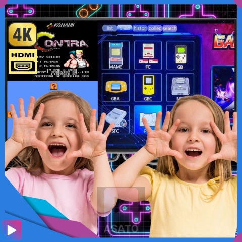 Konsola Retro 10000 Gier 4K HDMI 2 Bezprzewodowe Pady Obsługa 9 Konsol Plug & Play Przenośna ASATO®
