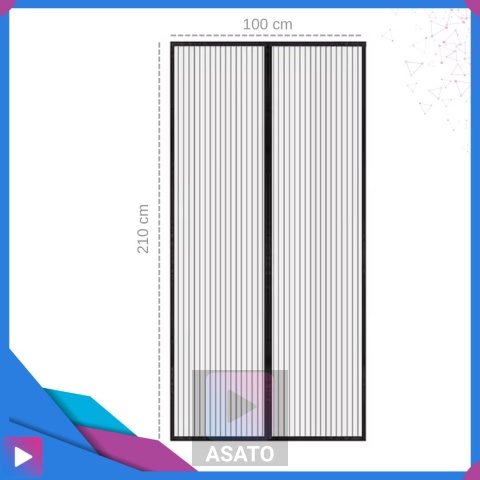Moskitiera na Drzwi Balkonowe Magnetyczna ASATO® - 100x210cm 18 Magnesów - Bezszwowe Uszczelnienie - Montaż 5 Min