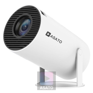 Projektor Smart Mini ASATO® Rzutnik HDMI - Android TV WiFi Bluetooth 5.0 - HD 720p 4K Ready - Ekran 150''