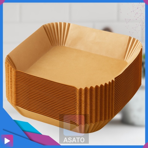 Wkładki Pergaminowe do Air Fryera 20x20x4 cm 100 szt. Foremki Papierowe do Frytkownicy Beztłuszczowej ASATO®