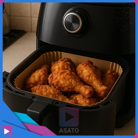 Wkładki Pergaminowe do Air Fryera 20x20x4 cm 100 szt. Foremki Papierowe do Frytkownicy Beztłuszczowej ASATO®