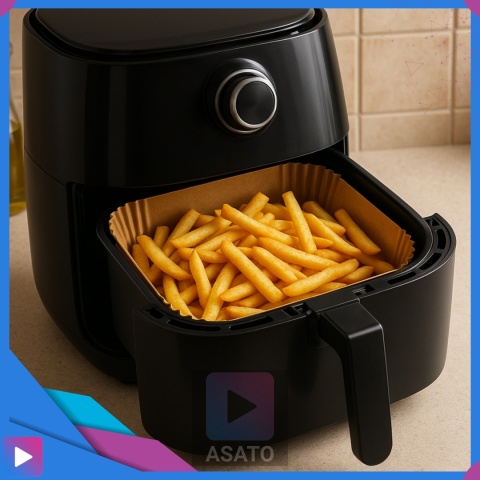 Wkładki Pergaminowe do Air Fryera 20x20x4 cm 100 szt. Foremki Papierowe do Frytkownicy Beztłuszczowej ASATO®