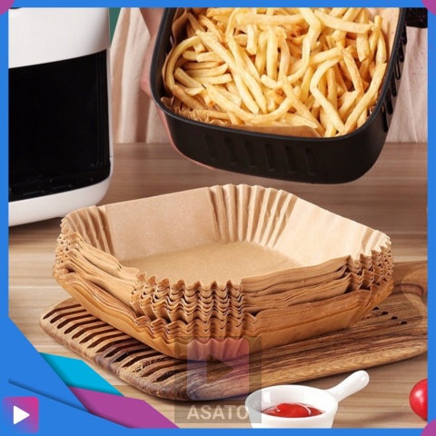 Wkładki Pergaminowe do Air Fryera 20x20x4 cm 100 szt. Foremki Papierowe do Frytkownicy Beztłuszczowej ASATO®