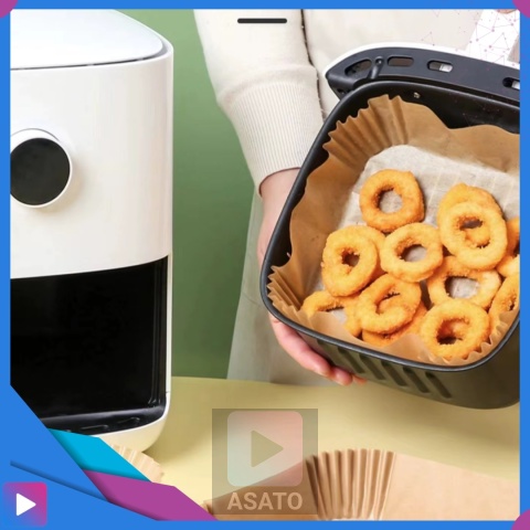 Wkładki Pergaminowe do Air Fryera 20x20x4 cm 100 szt. Foremki Papierowe do Frytkownicy Beztłuszczowej ASATO®