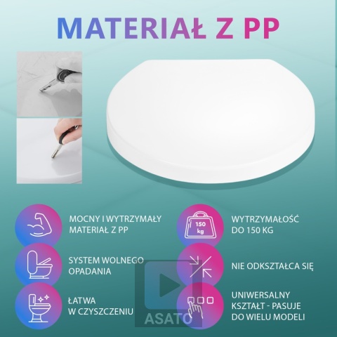 Deska Sedesowa Wolnoopadająca 0041-1 WC Twarda Wypinana Uniwersalna Mocna Klozetowa