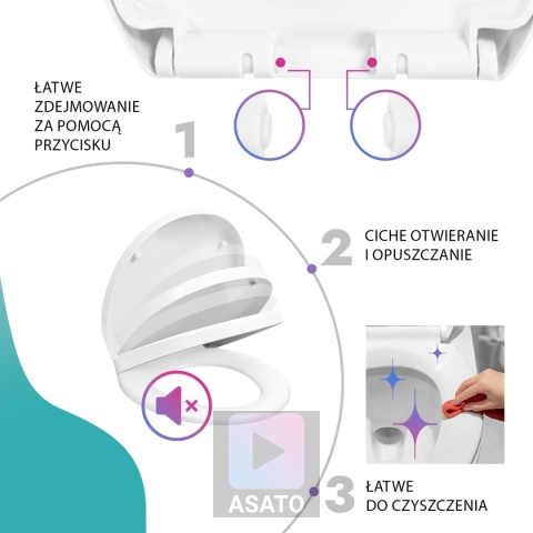 Deska Sedesowa Wolnoopadająca 0041-1 WC Twarda Wypinana Uniwersalna Mocna Klozetowa