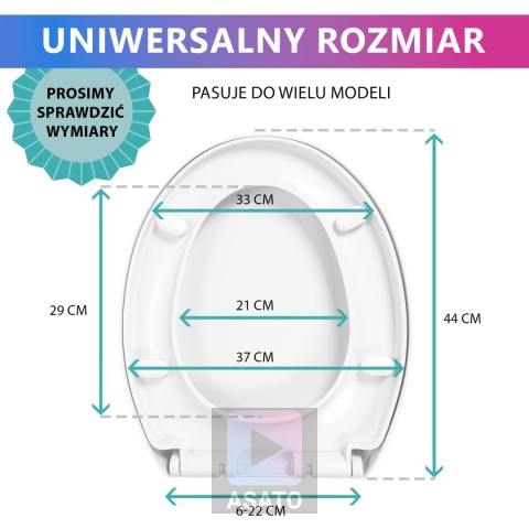 Deska Sedesowa Wolnoopadająca 0041-1 WC Twarda Wypinana Uniwersalna Mocna Klozetowa