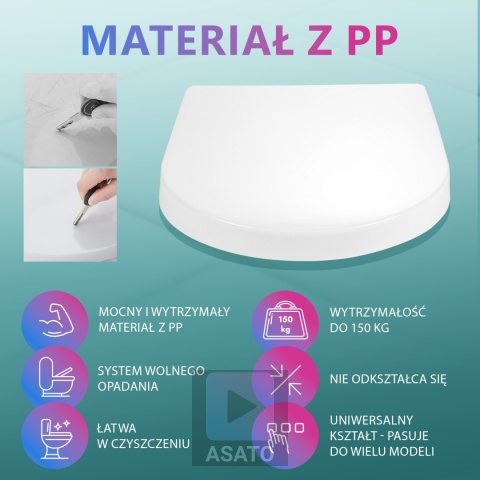 Deska Sedesowa Wolnoopadająca 0041-2 WC Twarda Wypinana Uniwersalna Mocna Klozetowa