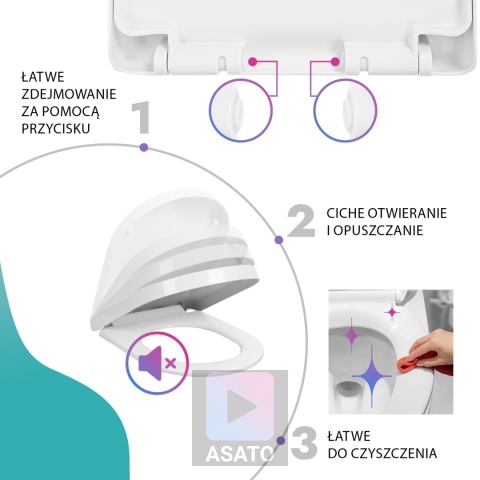 Deska Sedesowa Wolnoopadająca 0041-2 WC Twarda Wypinana Uniwersalna Mocna Klozetowa