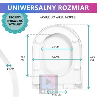 Deska Sedesowa Wolnoopadająca 0041-2 WC Twarda Wypinana Uniwersalna Mocna Klozetowa