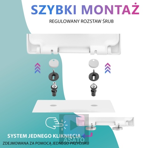 Deska Sedesowa Wolnoopadająca 113 ASATO® Biała Duroplast Antybakteryjna - Uniwersalna 46x36,5cm