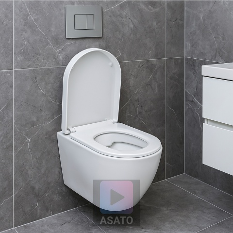 Deska Sedesowa Wolnoopadająca 113 ASATO® Biała Duroplast Antybakteryjna - Uniwersalna 46x36,5cm