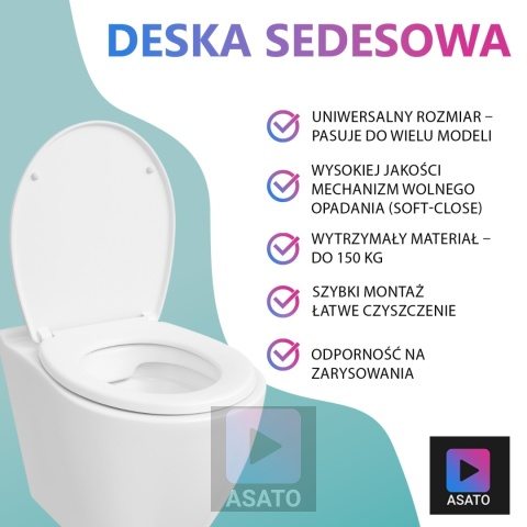 Deska Sedesowa Wolnoopadająca 148 Duroplast Uniwersalna Klapa WC Twarda