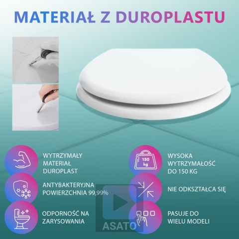 Deska Sedesowa Wolnoopadająca 148 Duroplast Uniwersalna Klapa WC Twarda