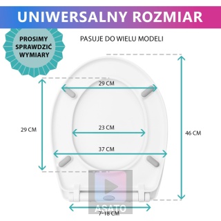 Deska Sedesowa Wolnoopadająca 148 Duroplast Uniwersalna Klapa WC Twarda
