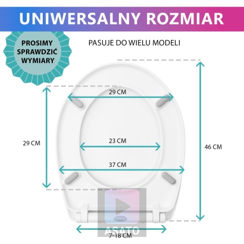 Deska Sedesowa Wolnoopadająca 148 Duroplast Uniwersalna Klapa WC Twarda