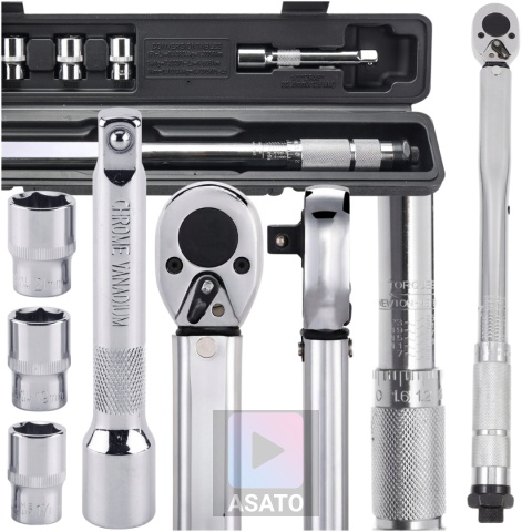 Klucz Dynamometryczny do Kół ASATO® 1/2" 28-210Nm 3 Nasadki Przedłużka Walizka Blokada Momentu ASATO®