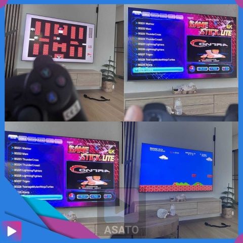 Konsola Retro 10000 Gier 4K HDMI 2 Bezprzewodowe Pady Obsługa 9 Konsol Plug & Play Przenośna ASATO®
