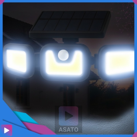 Lampa Solarna 3w1 171 LED Czujnik Ruchu IP44 Panel na Kablu Pilot Zewnętrzna ASATO®