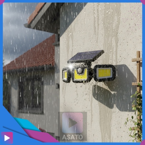 Lampa Solarna 3w1 171 LED Czujnik Ruchu IP44 Panel na Kablu Pilot Zewnętrzna ASATO®