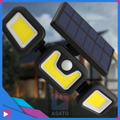 Lampa Solarna 3w1 171 LED Czujnik Ruchu IP44 Panel na Kablu Pilot Zewnętrzna ASATO®