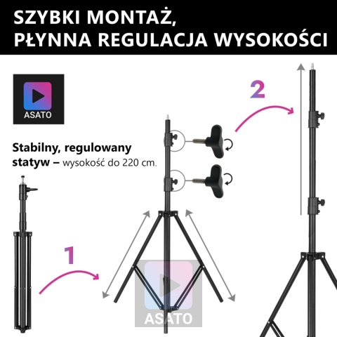 Lampa pierścieniowa LED 80W ze statywem 220 cm do telefonu LED Kosmetyczna