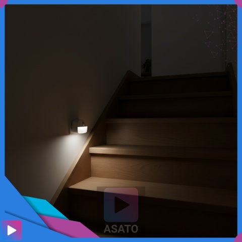 Lampka Nocna LED do Kontaktu z Czujnikiem Ruchu Ciepła Barwa Regulacja Jasności ASATO®
