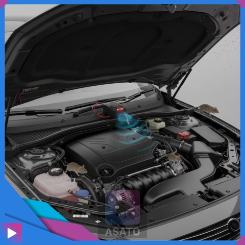 Samochodowy Odstraszacz Gryzoni Kuny Ultradźwiękowy Auto Buzzer LED z Błyskiem 12V ASATO®