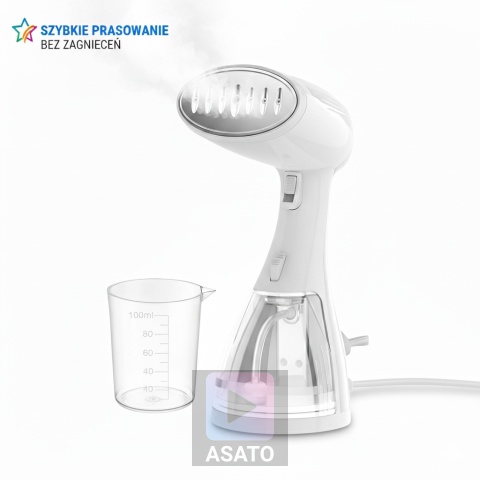 Parownica Ręczna 1500W 3 Tryby Regulacji Pary Zbiornik 300ml Podróżna Żelazko Parowe ASATO®