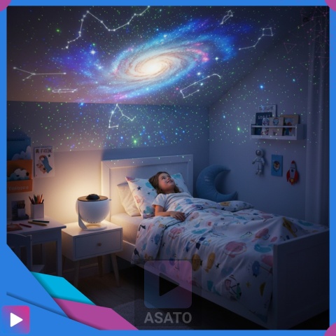 Projektor Gwiazd Kosmosu Planetarium LED 12w1 Lampka Nocna Obrót 360° dla Dzieci i Dorosłych ASATO®