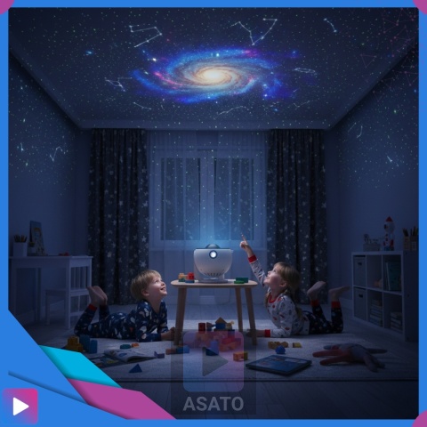 Projektor Gwiazd Kosmosu Planetarium LED 12w1 Lampka Nocna Obrót 360° dla Dzieci i Dorosłych ASATO®