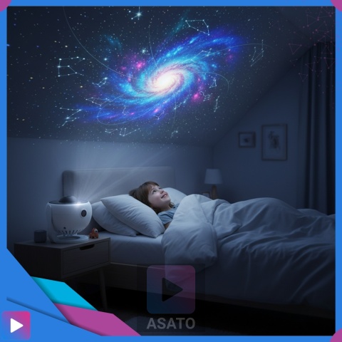 Projektor Gwiazd Kosmosu Planetarium LED 12w1 Lampka Nocna Obrót 360° dla Dzieci i Dorosłych ASATO®