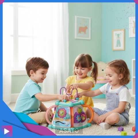 Multikostka Interaktywna 7w1 dla Dzieci Edukacyjna Muzyczna LED Sorter Pianinko ASATO®